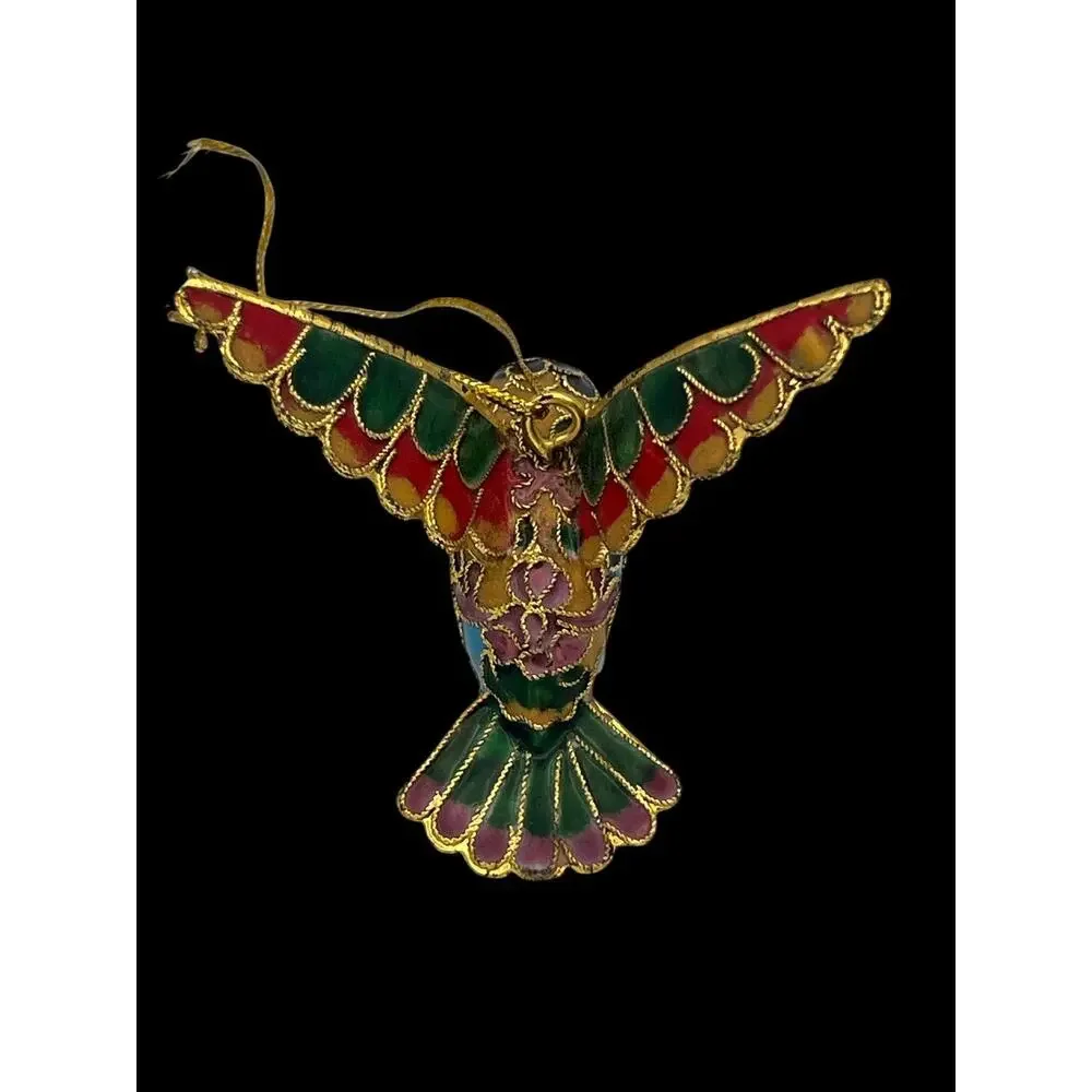 Cloisonne Hummingbird Ornament , Enamel on Copper
